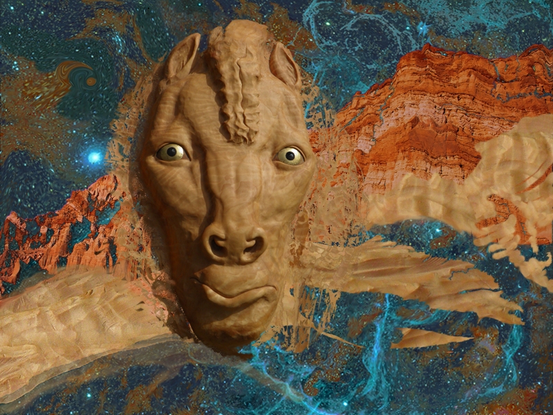 wood sculpture digital art collage