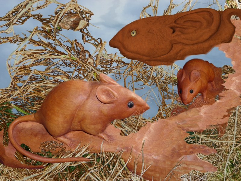 wood sculpture digital art collage