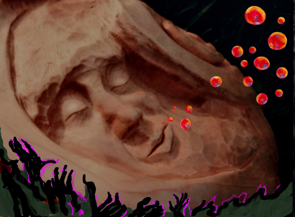 wood sculpture digital art collage