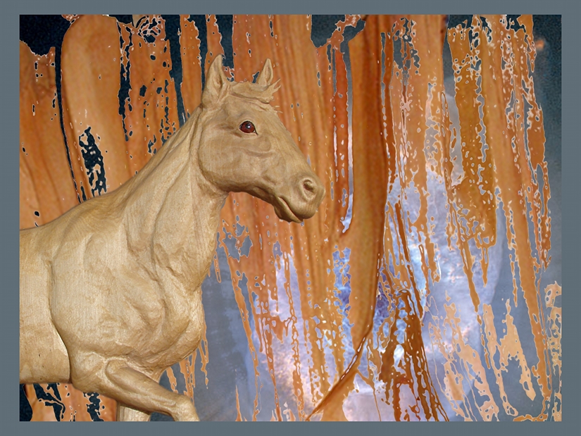 wood sculpture digital art collage